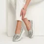 Women's Grey Leather Perforated Moccasins Allsy 208175 l2-5273-5 lonza grey AY 6144