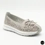Women's Grey Leather Perforated Moccasins Allsy 208175 l2-5273-5 lonza grey AY 6144