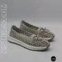 Women's Grey Leather Perforated Moccasins Allsy 208175 l2-5273-5 lonza grey AY 6144