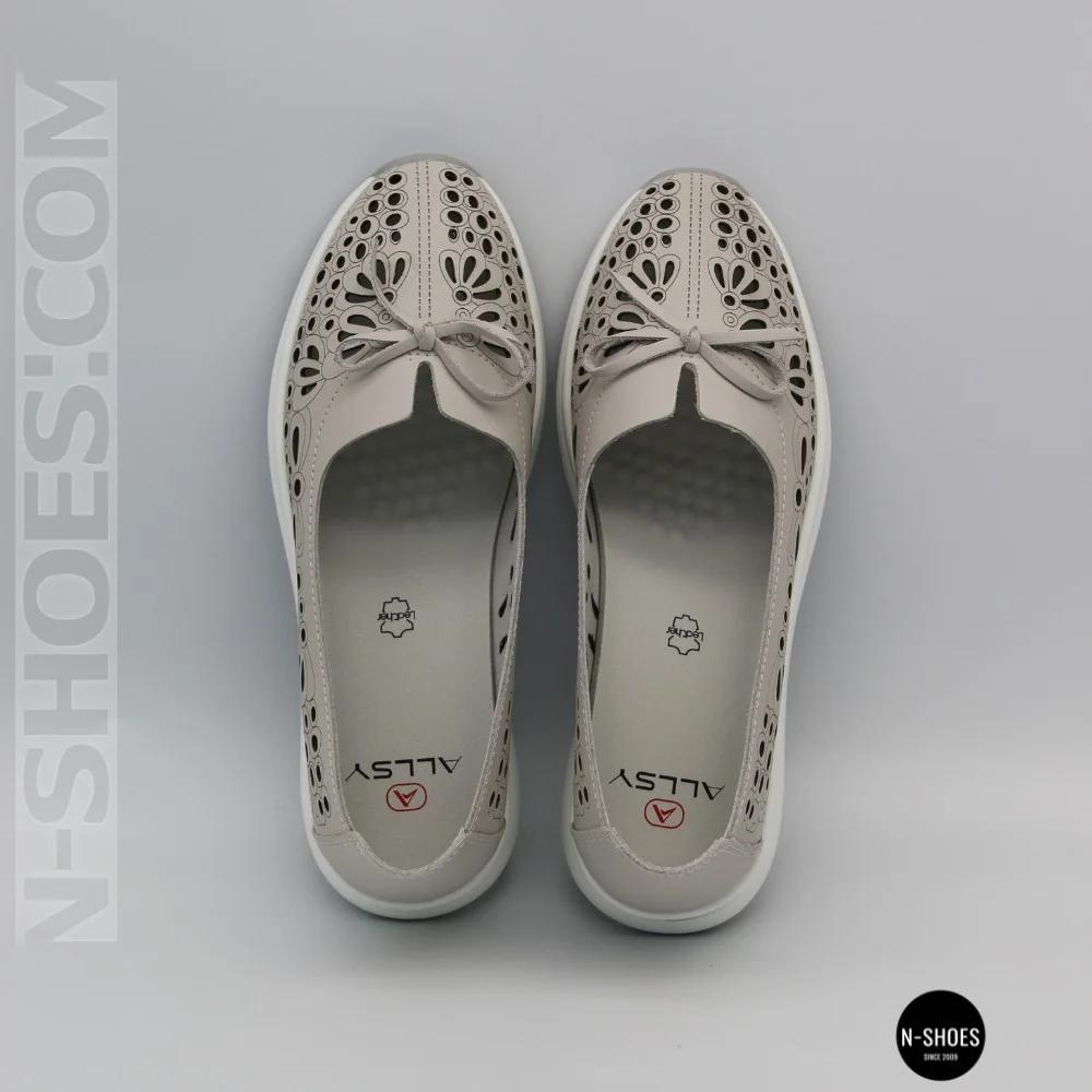 Women's Grey Leather Perforated Moccasins Allsy 208175 l2-5273-5 lonza grey AY 6144