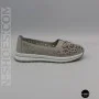 Women's Grey Leather Perforated Moccasins Allsy 208175 l2-5273-5 lonza grey AY 6144