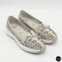 Women's Grey Leather Perforated Moccasins Allsy 208175 l2-5273-5 lonza grey AY 6144