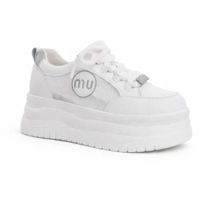 Жіночі білі кеди на платформі Allsy 207391 f6808-5 white-grey 6146 у стилі Miu Miu