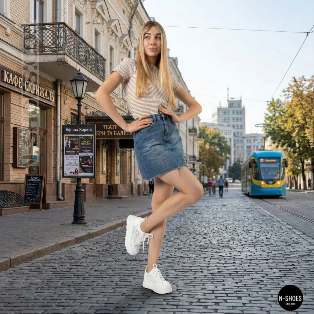Allsy 207391 f6808-5 White-Grey Platform Sneakers