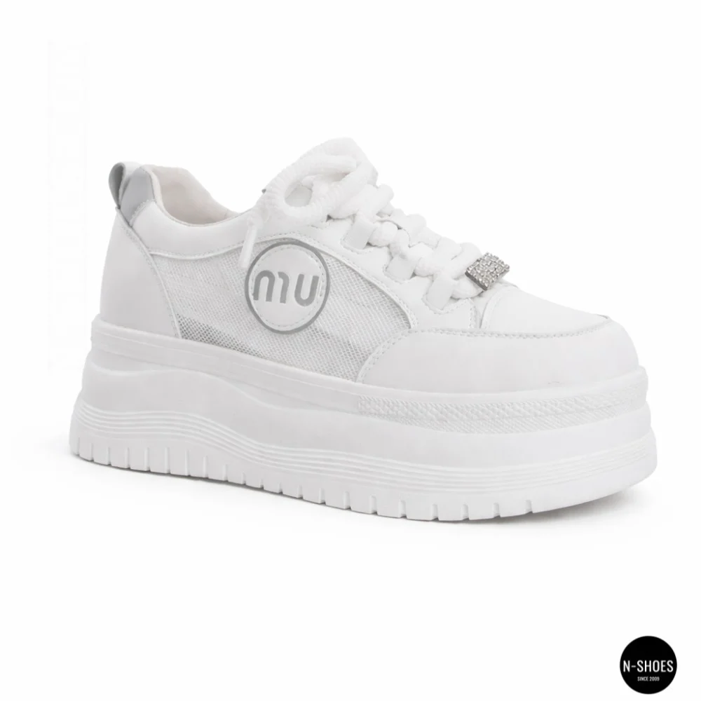 Allsy 207391 f6808-5 White-Grey Platform Sneakers
