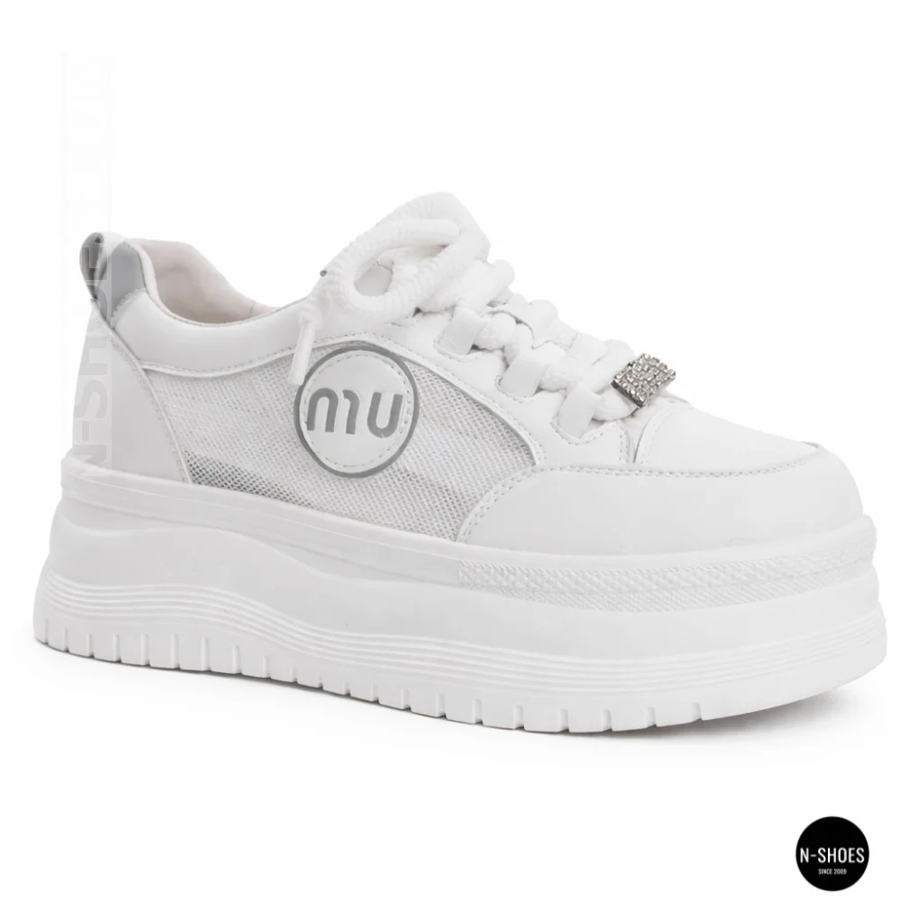 Allsy 207391 f6808-5 White-Grey Platform Sneakers