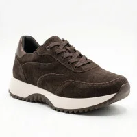 Жіночі замшеві кросівки шоколадні Romax Comfort 1361-10v 6149 в стиалі Reebok Classic Leather Ripple