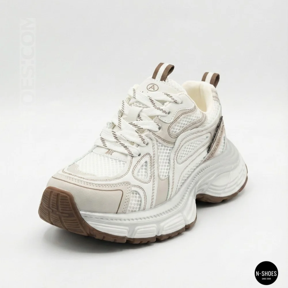 Allsy Lonza 206907 yr16-1 white-brown 6150 Fashion Sneakers for Women