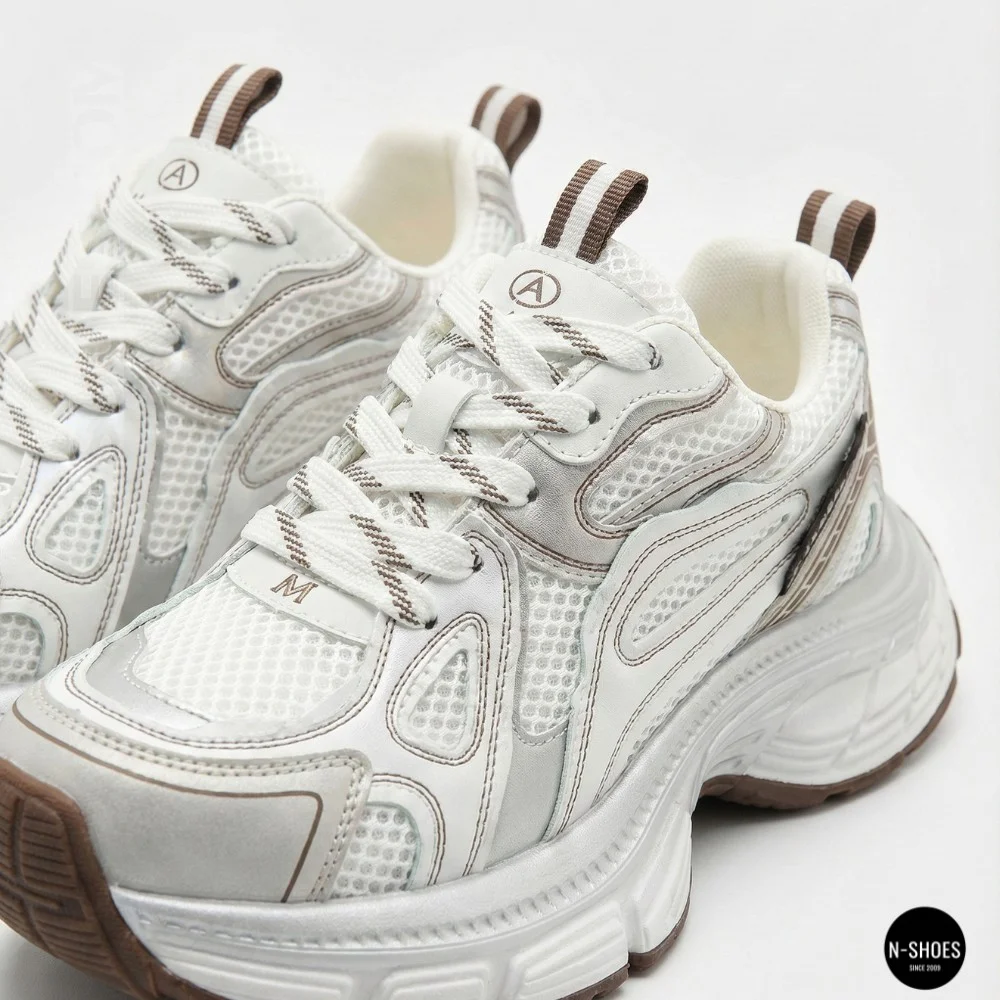 Allsy Lonza 206907 yr16-1 white-brown 6150 Fashion Sneakers for Women