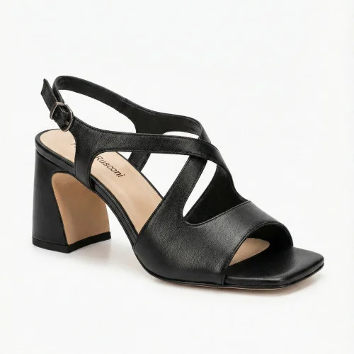 Жіночі модні чорні туфлі-босоніжки на стійких підборах Fabio Monelli 207708 K781-L877-P22A Black 6154 в стилі Sagan