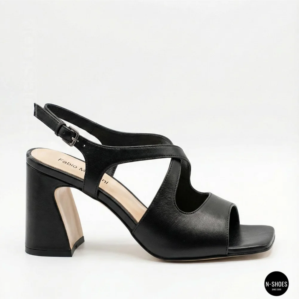 Women's Black Heeled Sandals Fabio Monelli 207708 K781-L877-P22A Black 6154