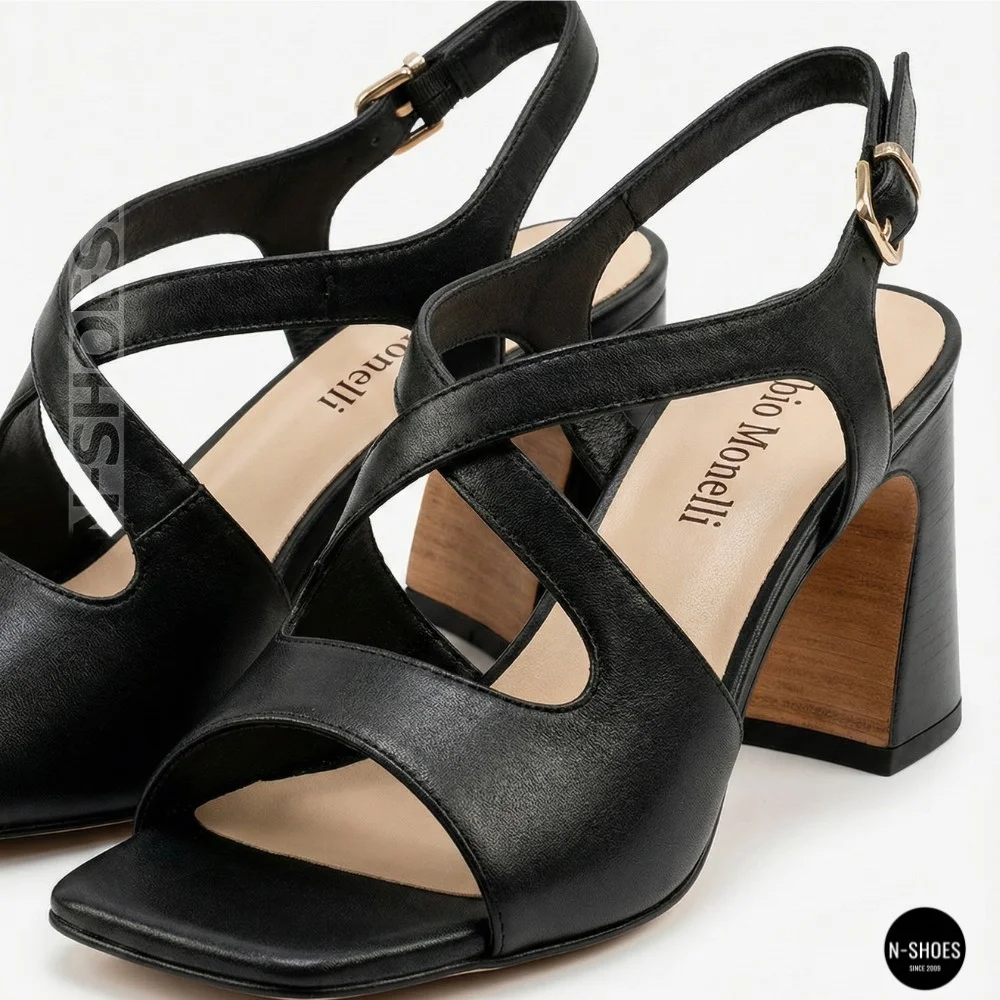 Women's Black Heeled Sandals Fabio Monelli 207708 K781-L877-P22A Black 6154