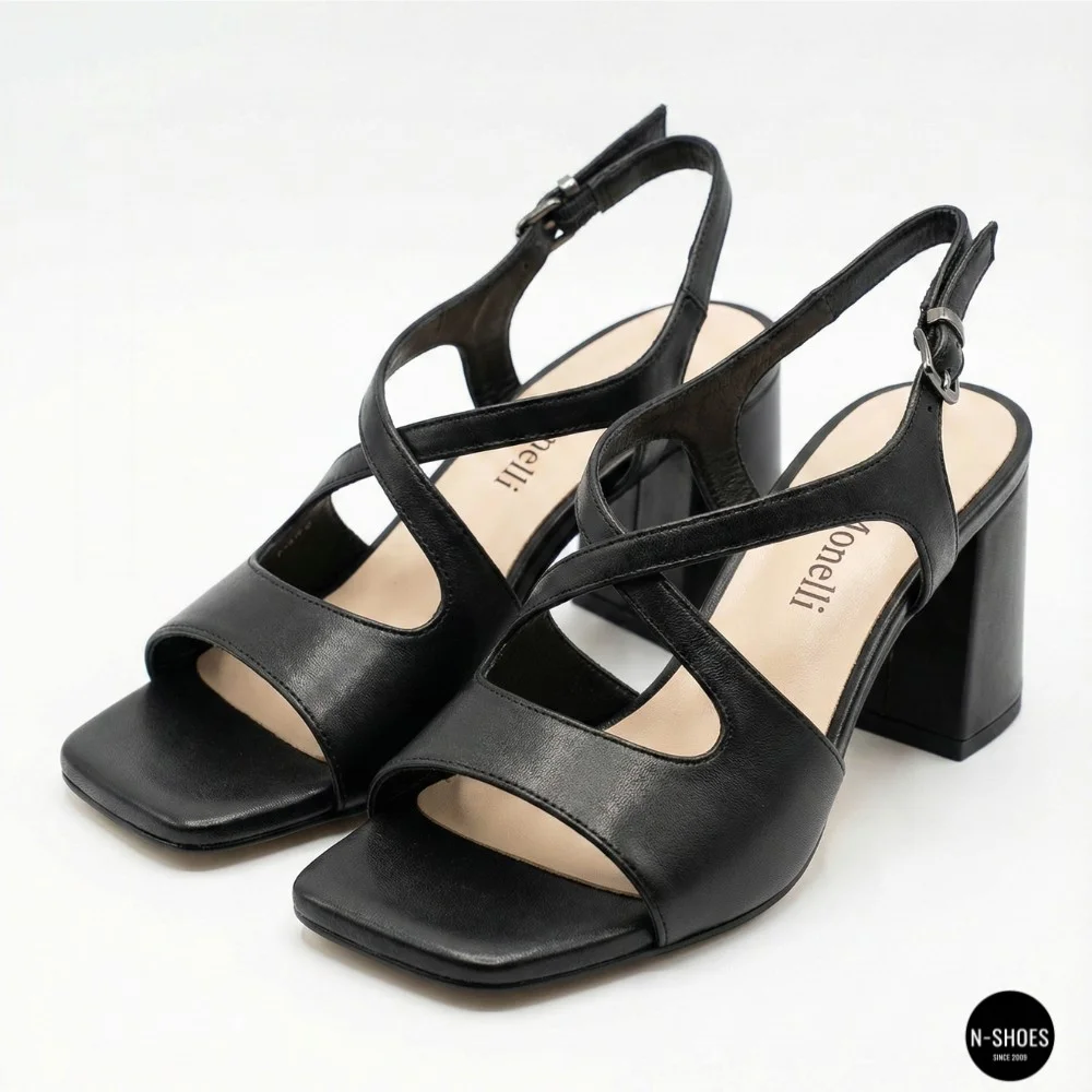 Women's Black Heeled Sandals Fabio Monelli 207708 K781-L877-P22A Black 6154