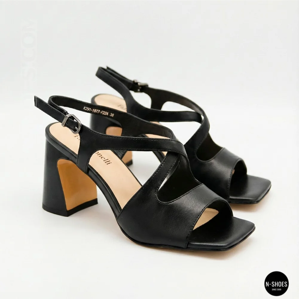 Women's Black Heeled Sandals Fabio Monelli 207708 K781-L877-P22A Black 6154