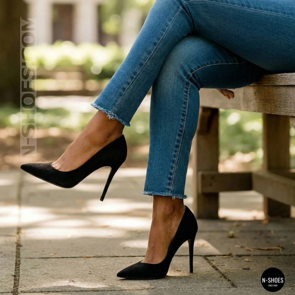 Women's Black Suede Stiletto Pumps Fabio Monelli (208457 4l190-a242-015a black 6156)