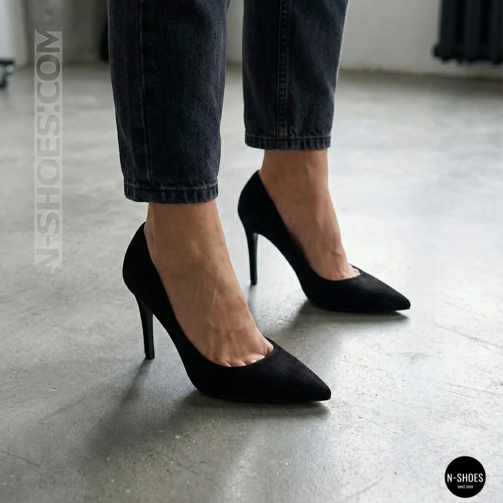 Women's Black Suede Stiletto Pumps Fabio Monelli (208457 4l190-a242-015a black 6156)