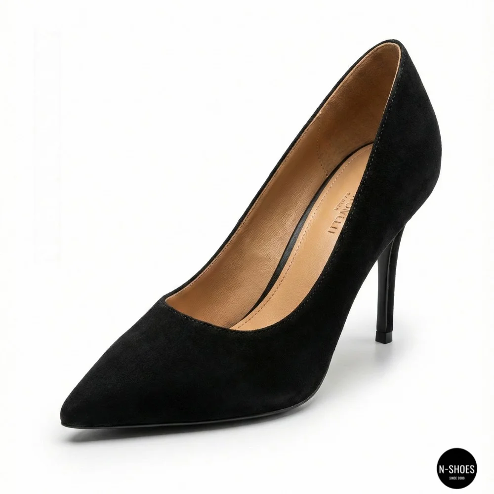 Women's Black Suede Stiletto Pumps Fabio Monelli (208457 4l190-a242-015a black 6156)