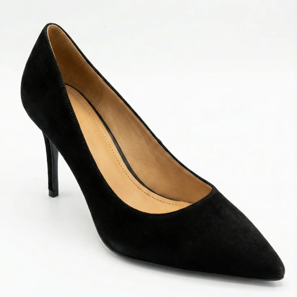 Women's Black Suede Stiletto Pumps Fabio Monelli (208457 4l190-a242-015a black 6156)