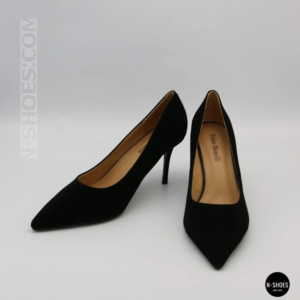 Women's Black Suede Stiletto Pumps Fabio Monelli (208457 4l190-a242-015a black 6156)