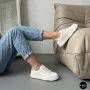 Женские белые кожаные кеды на платформе Allse Lonza 206754 23276 White-Beige 6158