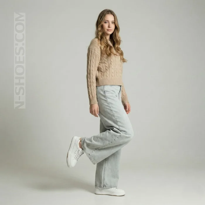 Женские белые кожаные кеды на платформе Allse Lonza 206754 23276 White-Beige 6158