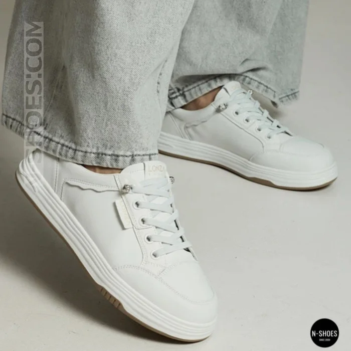 Женские белые кожаные кеды на платформе Allse Lonza 206754 23276 White-Beige 6158