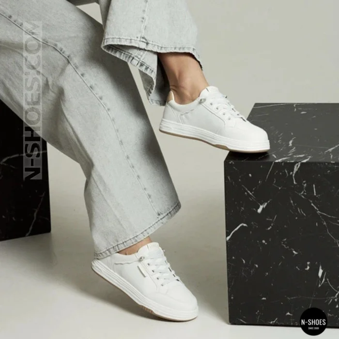 Женские белые кожаные кеды на платформе Allse Lonza 206754 23276 White-Beige 6158