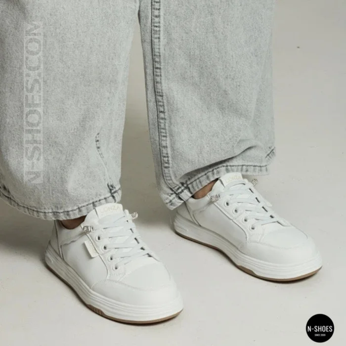 Женские белые кожаные кеды на платформе Allse Lonza 206754 23276 White-Beige 6158