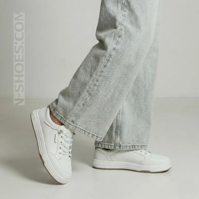 Женские белые кожаные кеды на платформе Allse Lonza 206754 23276 White-Beige 6158