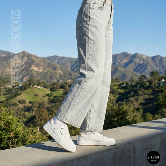 Женские белые кожаные кеды на платформе Allse Lonza 206754 23276 White-Beige 6158