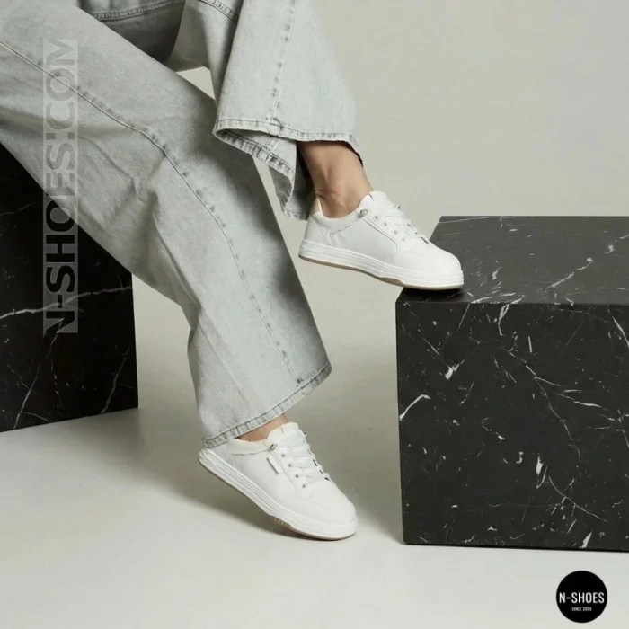Женские белые кожаные кеды на платформе Allse Lonza 206754 23276 White-Beige 6158