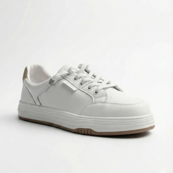 Женские белые кожаные кеды на платформе Allse Lonza 206754 23276 White-Beige 6158