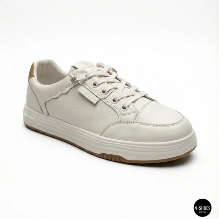Женские белые кожаные кеды на платформе Allse Lonza 206754 23276 White-Beige 6158