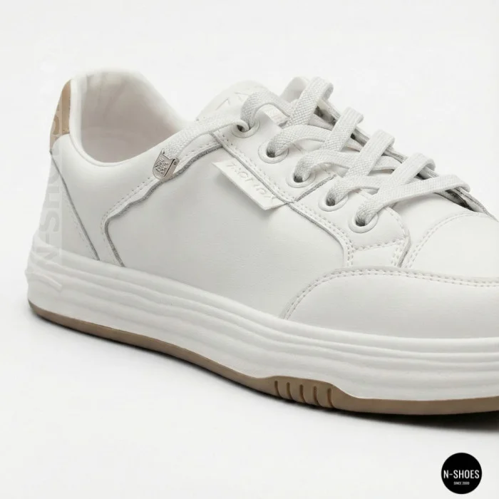 Женские белые кожаные кеды на платформе Allse Lonza 206754 23276 White-Beige 6158