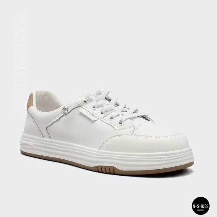 Женские белые кожаные кеды на платформе Allse Lonza 206754 23276 White-Beige 6158