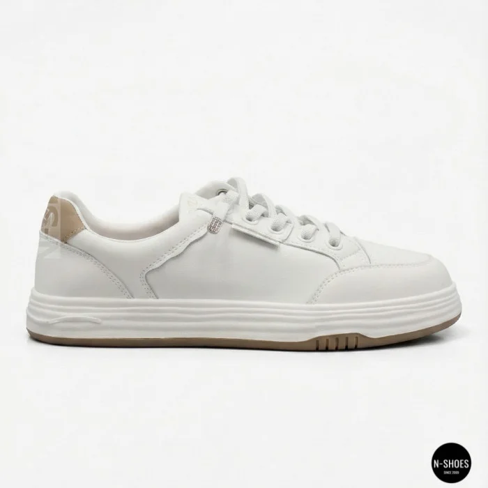 Женские белые кожаные кеды на платформе Allse Lonza 206754 23276 White-Beige 6158