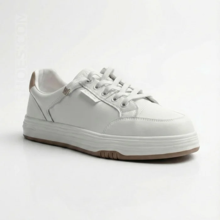 Женские белые кожаные кеды на платформе Allse Lonza 206754 23276 White-Beige 6158