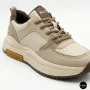 Women's Leather Chunky Sneakers Allsy 207671 512-662977-3 BEIGE AY 6159