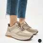 Women's Leather Chunky Sneakers Allsy 207671 512-662977-3 BEIGE AY 6159