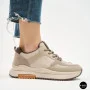Women's Leather Chunky Sneakers Allsy 207671 512-662977-3 BEIGE AY 6159