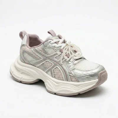 Женские серебристо-белые кроссовки Allsy Lonza 206901 yr17-1 silver 6167 в стиле Asics Gel-1130
