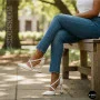 Women's White Sandals by Fabio Monelli on a Stable French Heel