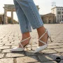 Women's White Sandals by Fabio Monelli on a Stable French Heel