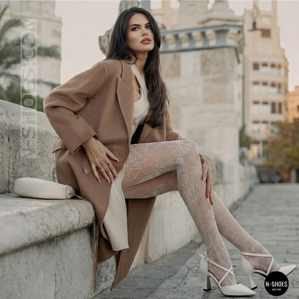 Women's White Sandals by Fabio Monelli on a Stable French Heel