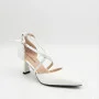 Women's White Sandals by Fabio Monelli on a Stable French Heel