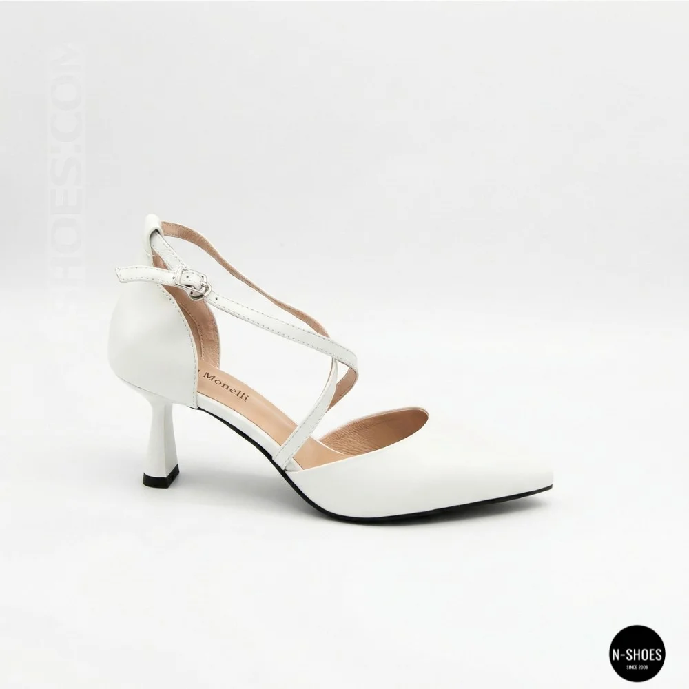 Women's White Sandals by Fabio Monelli on a Stable French Heel