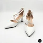Women's White Sandals by Fabio Monelli on a Stable French Heel