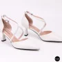 Women's White Sandals by Fabio Monelli on a Stable French Heel