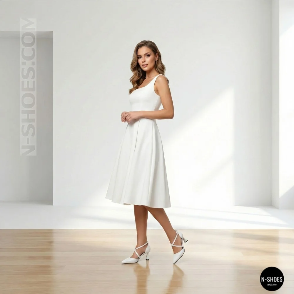 Women's White Sandals by Fabio Monelli on a Stable French Heel