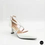 Women's White Sandals by Fabio Monelli on a Stable French Heel